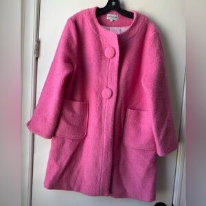 PATTY KIM Tweed Bright Pink Pea Coat